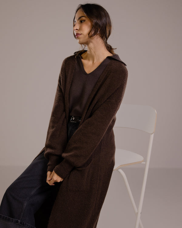 Yasmin Open Cardigan | Espresso Brown | Alpaca Blend