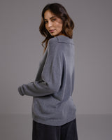 Celeste Open Collar Sweater | Dark Grey