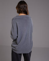 Celeste Open Collar Sweater | Dark Grey