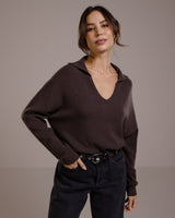 Celeste Open Collar Sweater | Espresso Brown