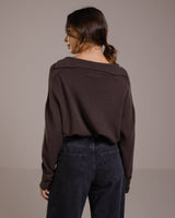 Celeste Open Collar Sweater | Espresso Brown