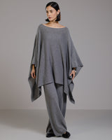 Elle Poncho | Grey Melange | Cashmere-Wool Blend