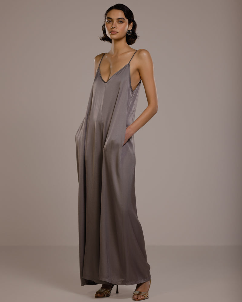 Audrey Satin Jumpsuit | Mink