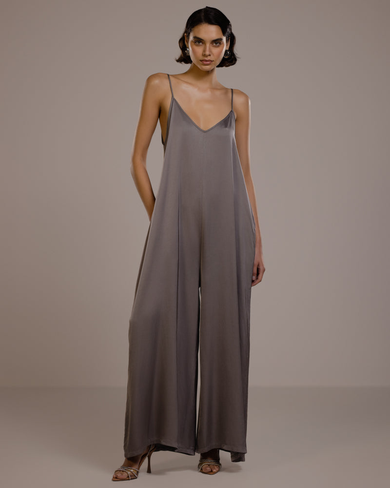 Audrey Satin Jumpsuit | Mink