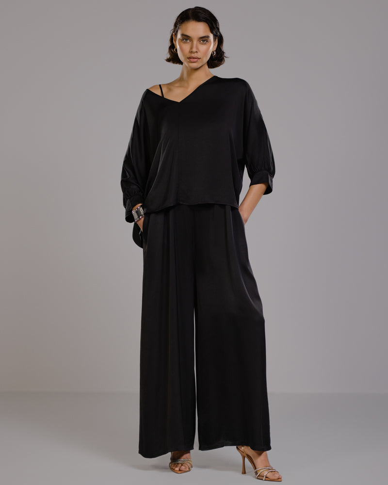 Audrey Satin Jumpsuit | Black