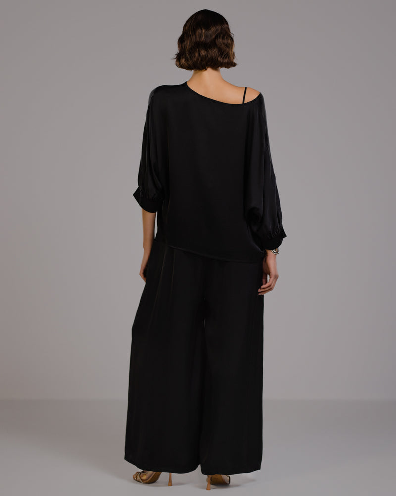 Audrey Satin Jumpsuit | Black