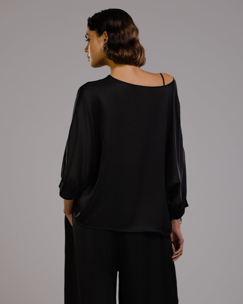 Eliza Satin Blouse | Black