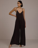 Audrey Satin Jumpsuit | Espresso Brown