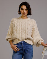 Heather Cable Sweater | Light Beige