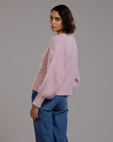 Heather Cable Sweater | Light Pink