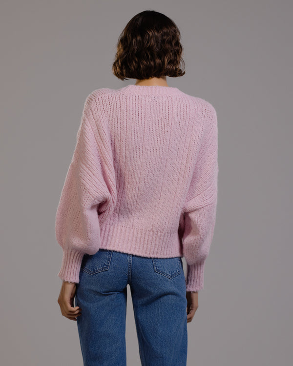 Heather Cable Sweater | Light Pink