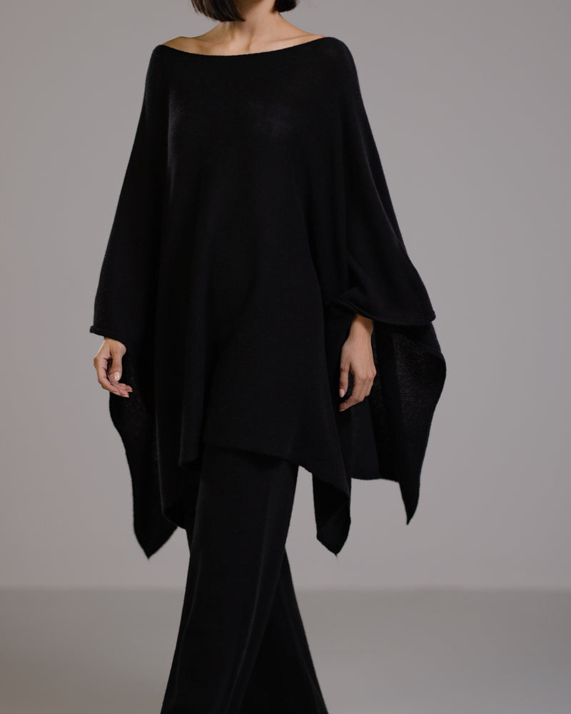 Elle Poncho | Black | Cashmere-Wool Blend