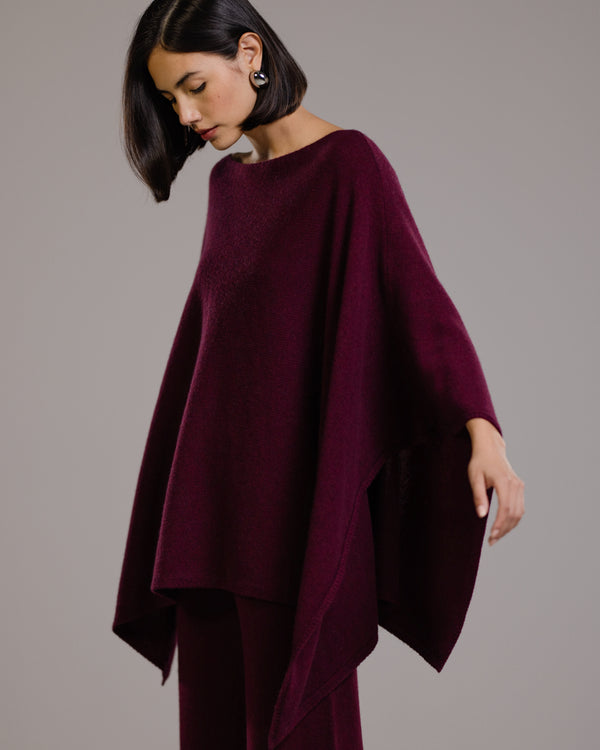 Elle Poncho | Burgundy | Cashmere-Wool Blend