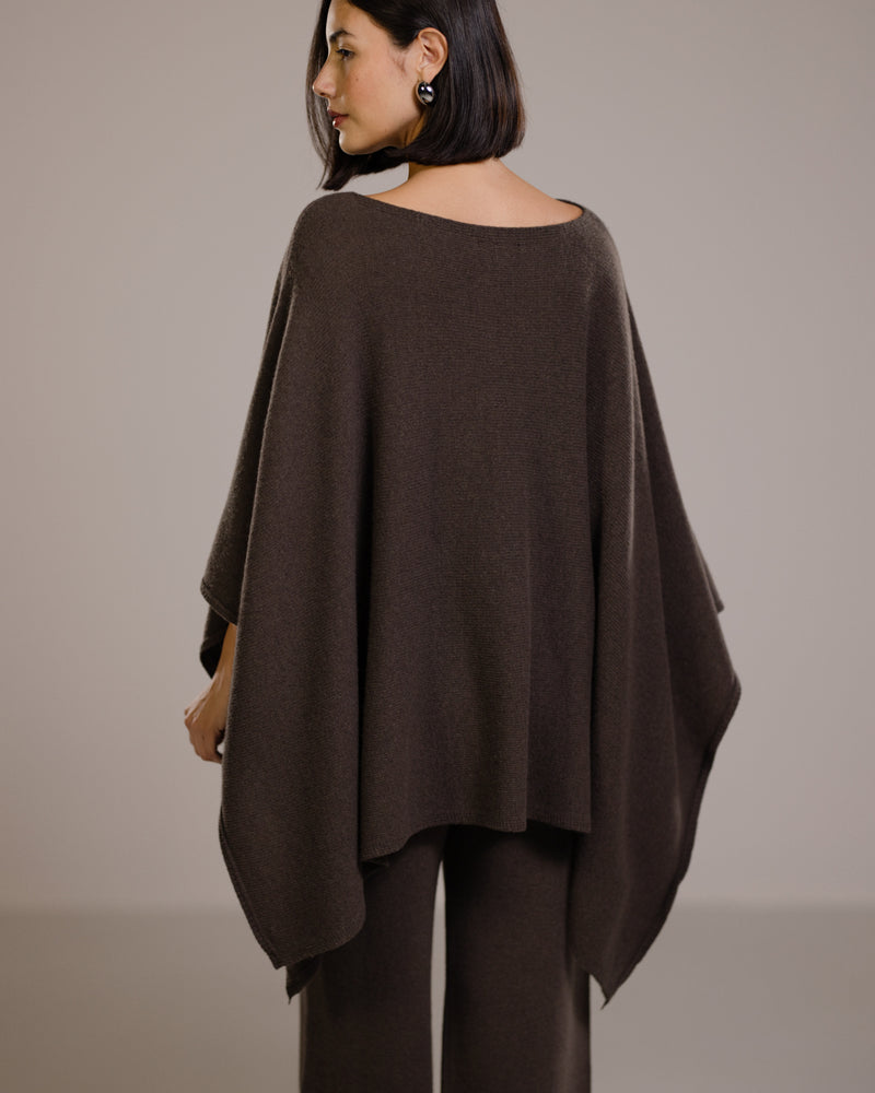 Elle Poncho | Espresso Brown | Cashmere-Wool Blend