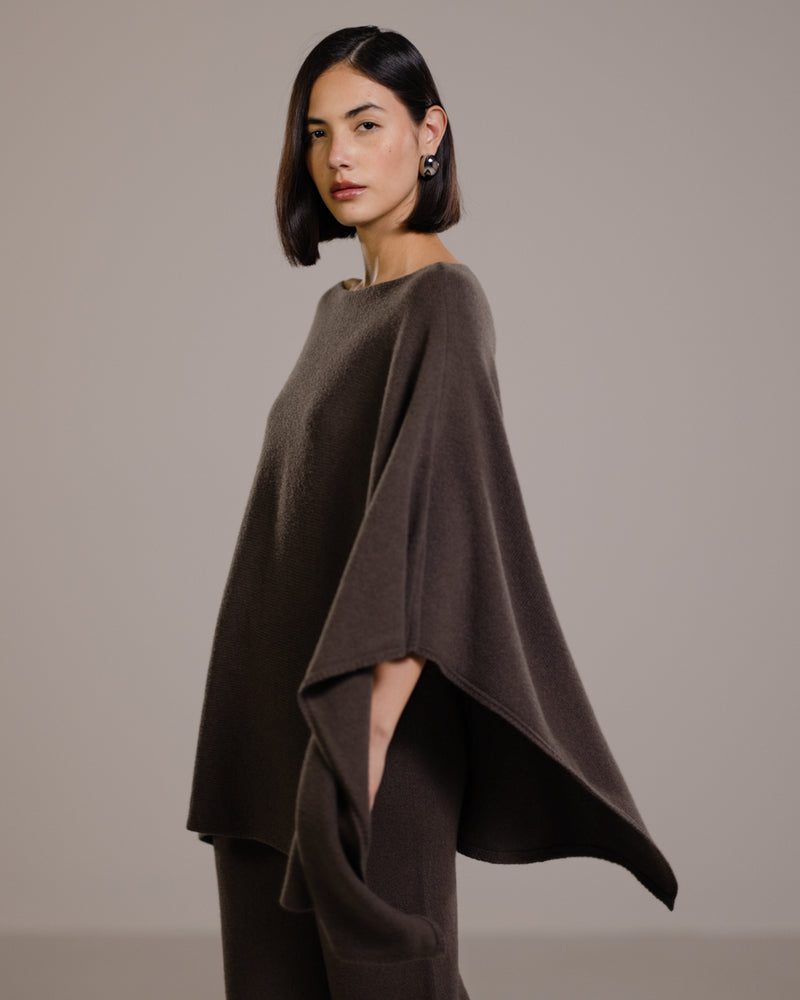 Elle Poncho | Espresso Brown | Cashmere-Wool Blend