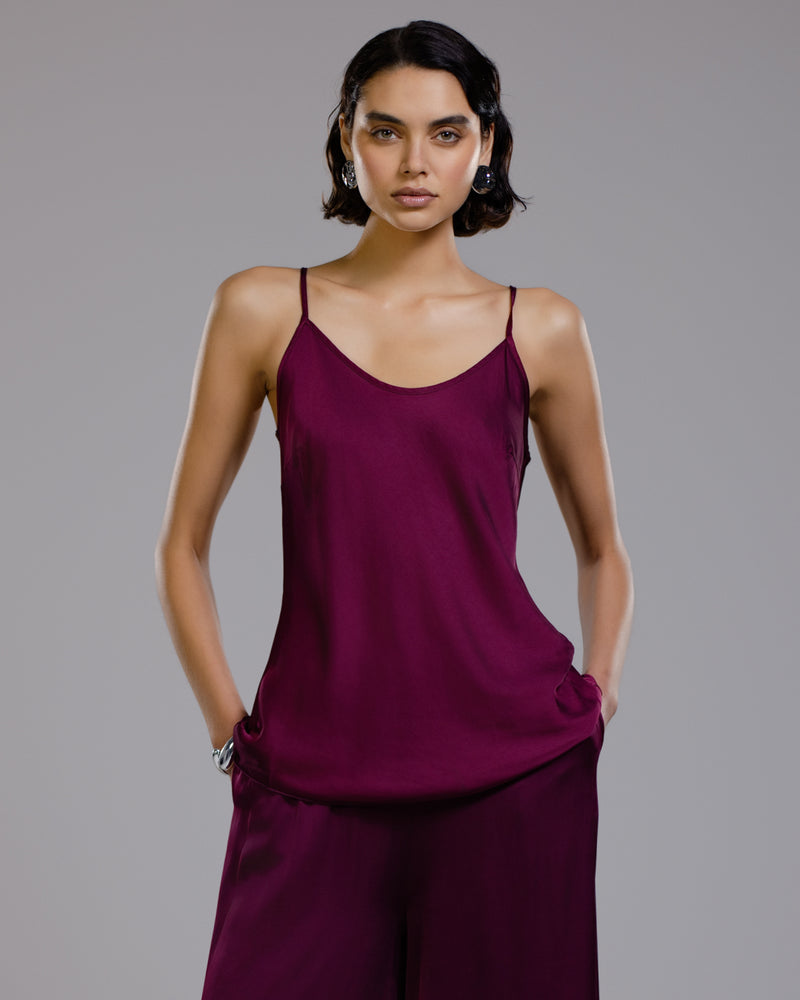 Cordelia Satin Vest | Burgundy