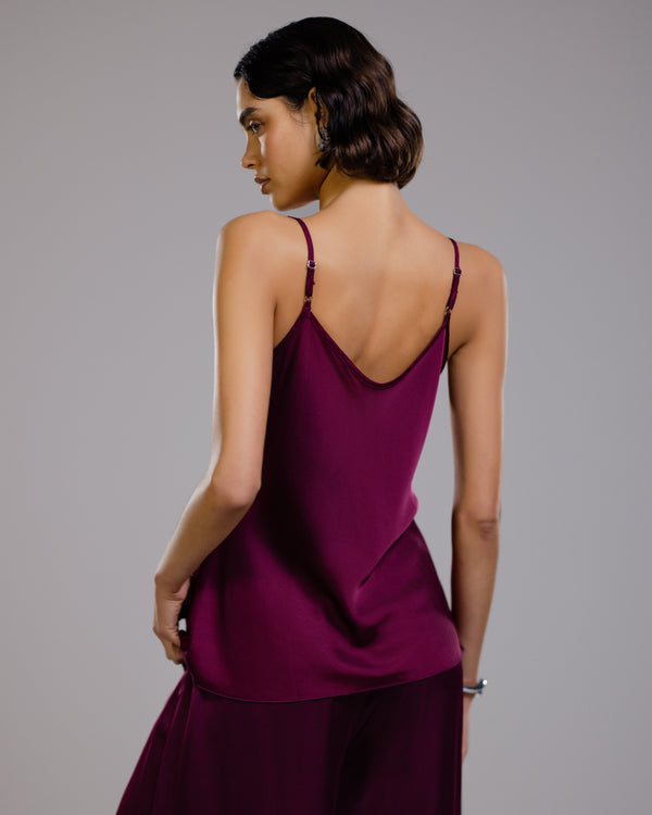 Cordelia Satin Vest | Burgundy