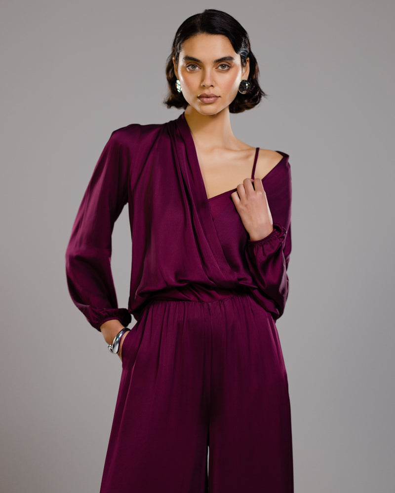 Margot Satin Blouse | Burgundy