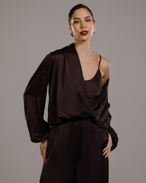 Margot Wrap Blouse | Espresso Brown