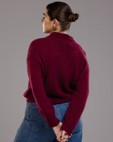 Edwina Button Sweater | Burgundy | Alpaca Blend