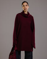 Clara Longline Sweater | Burgundy | Wool-Cashmere Blend