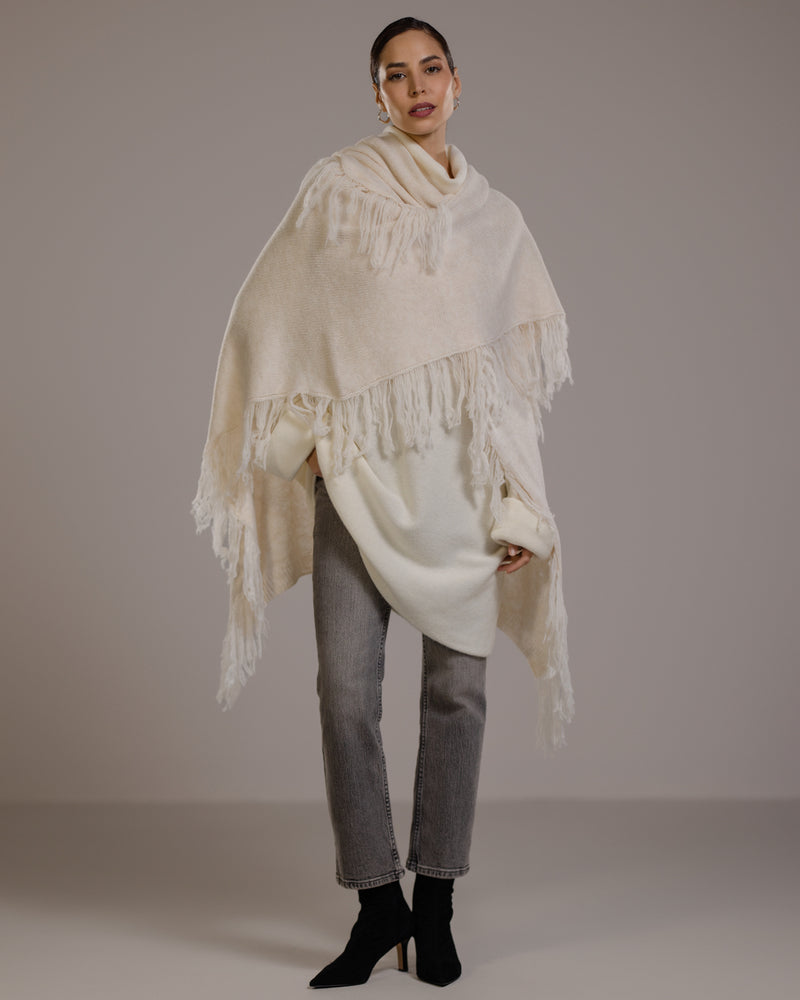 Sophie Throw On Poncho | Light Beige