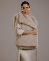 Gala Sleeveless Faux Fur Gilet | Light Beige