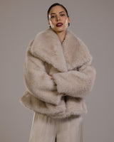 Camille Faux Fur Jacket | Light Beige