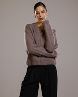 Lucille Zip Sweater | Mocha | Mohair Blend