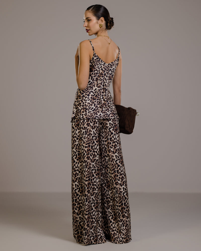 Cordelia Satin Vest | Leopard Brown