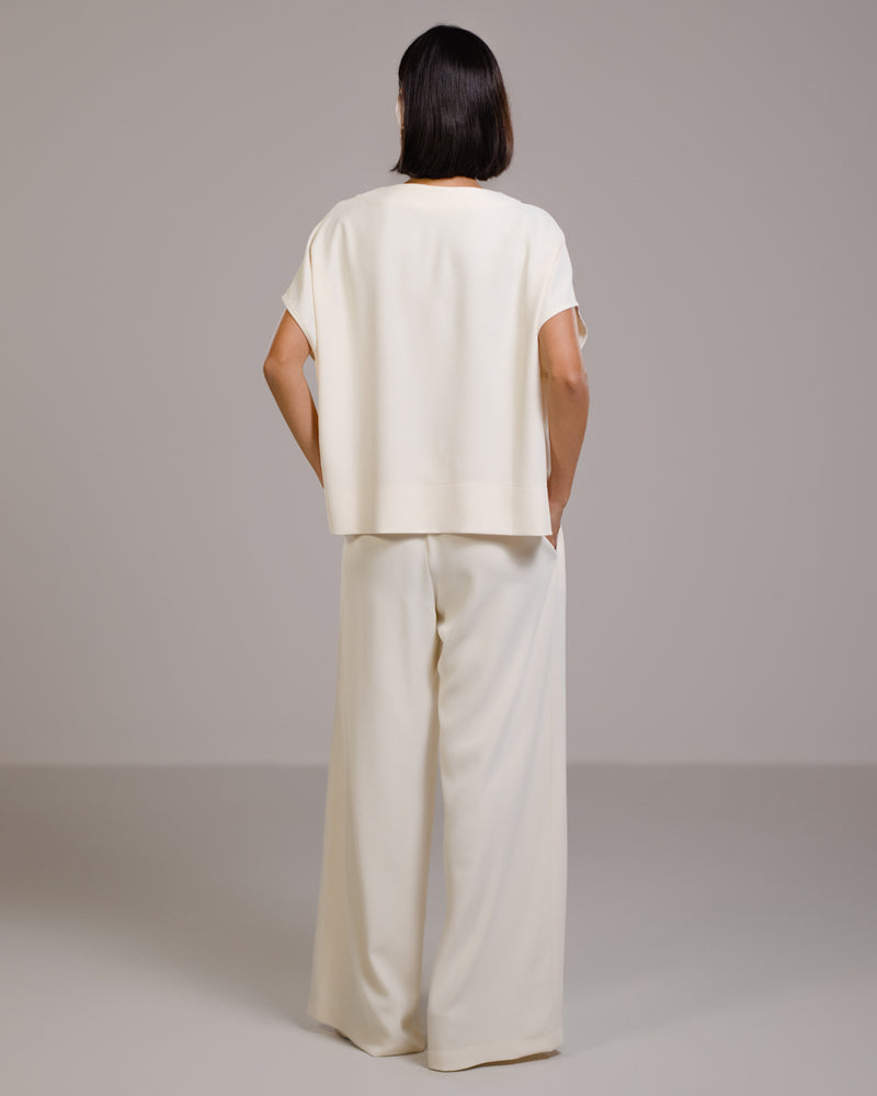 Gabriella Pleated Elastic Waist Trousers | Ivory