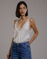 Elsie Lace Trim Vest | White