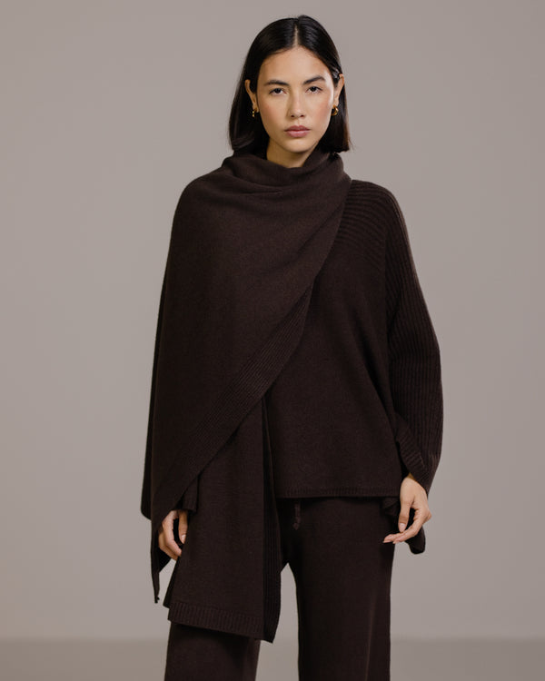 Ribbed Shawl | Espresso Brown