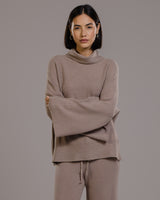 Ribbed Roll Neck Sweater | Mocha