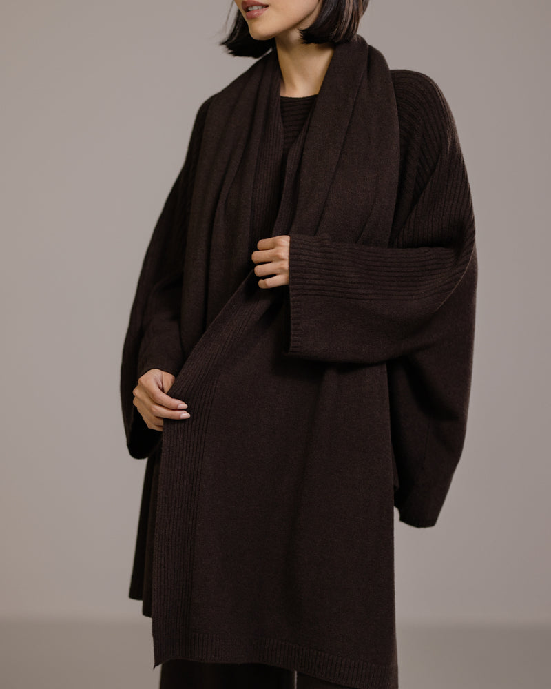 Ribbed Shawl | Espresso Brown