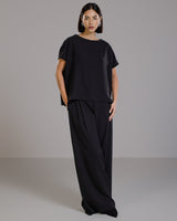 Gabriella Pleated Elastic Waist Trousers | Black