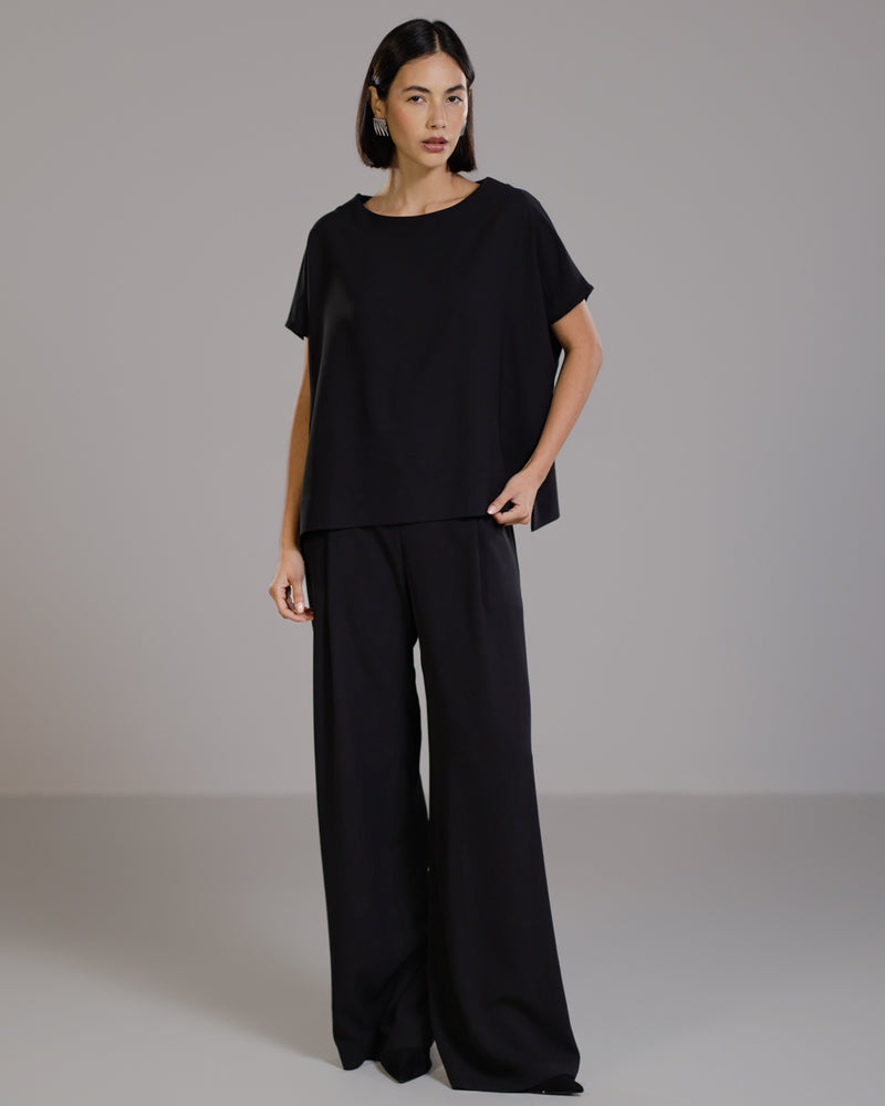 Gabriella Pleated Elastic Waist Trousers | Black