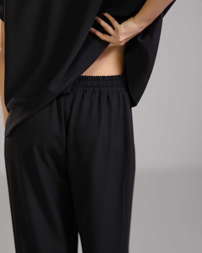 Gabriella Pleated Elastic Waist Trousers | Black