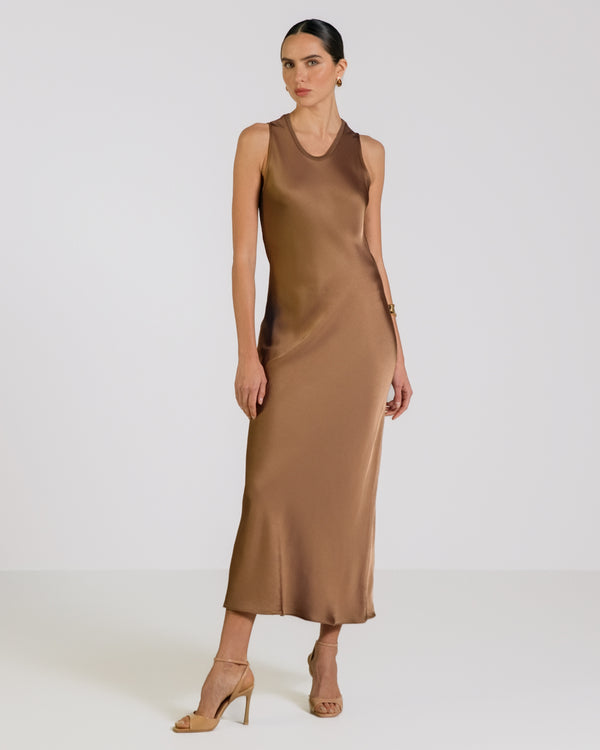 Sabrina Sleeveless Satin Dress | Maple