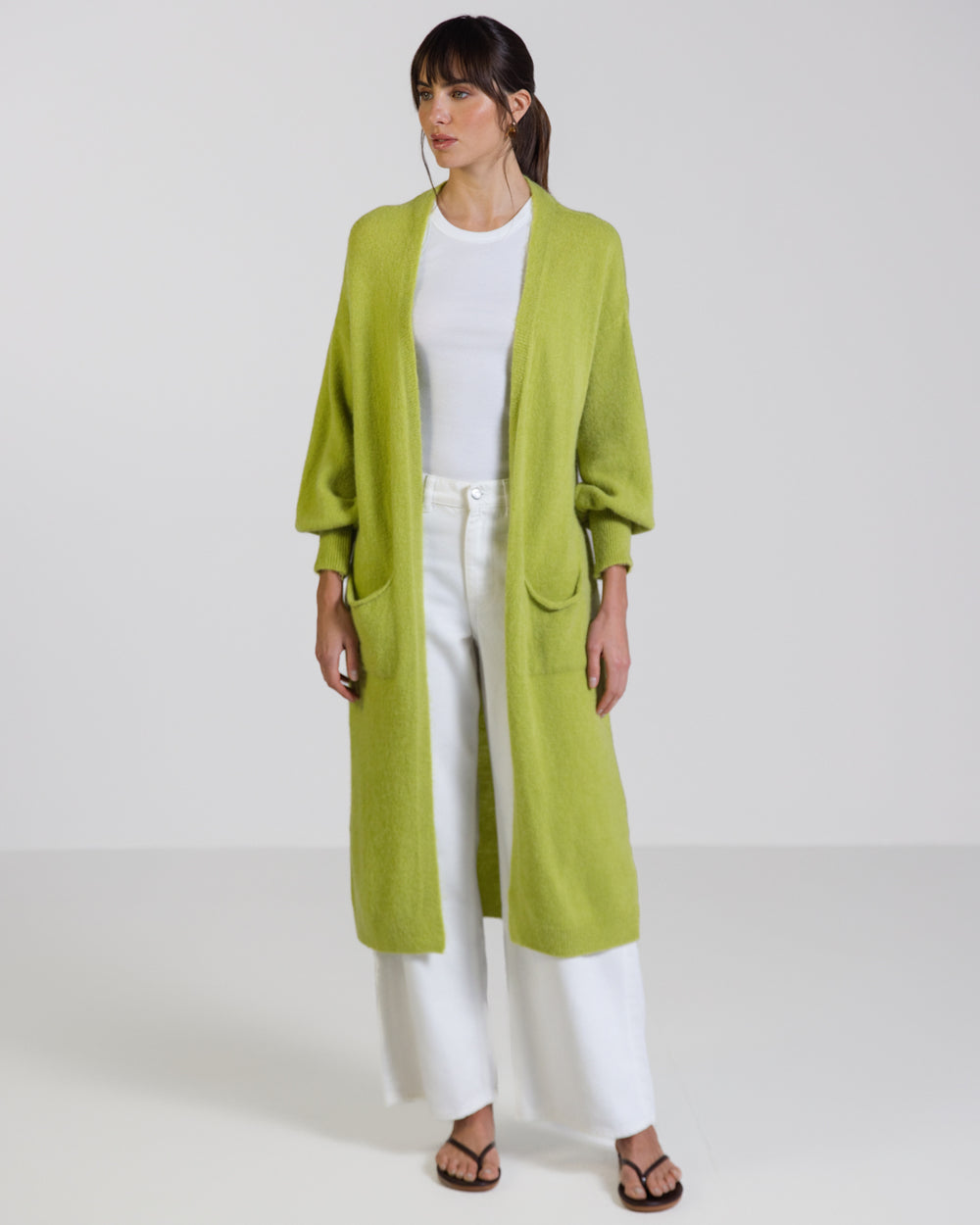Yasmin Open Cardigan | Lime | Alpaca Blend – JAKI