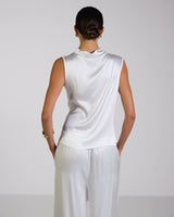 Allegra Draped Satin Top | White