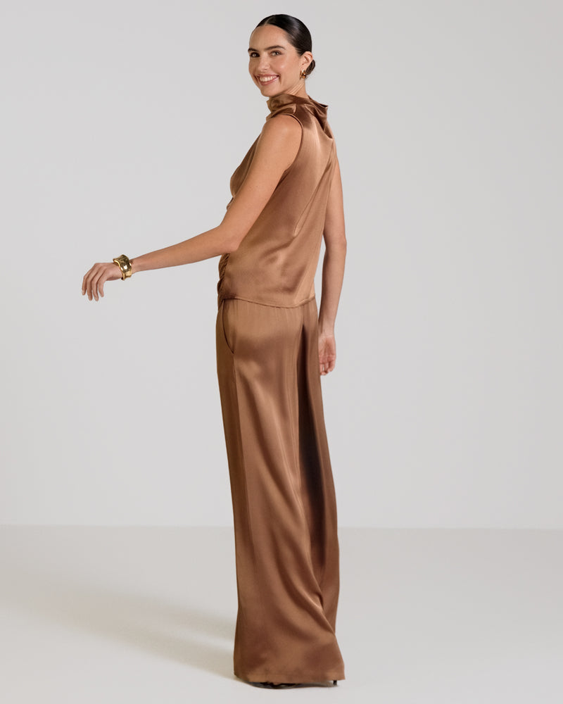 Allegra Draped Satin Top | Maple