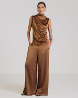 Allegra Draped Satin Top | Maple