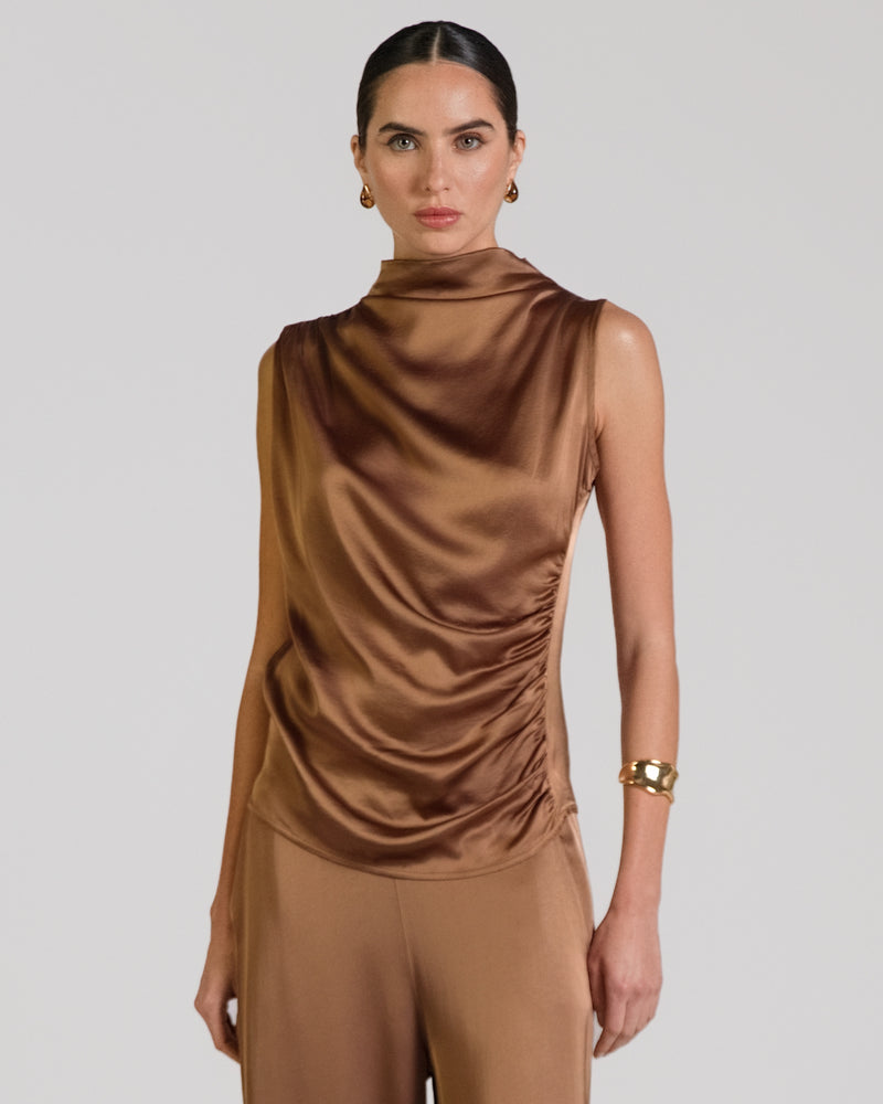 Allegra Draped Satin Top | Maple