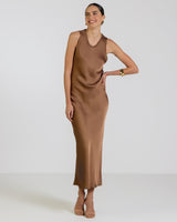 Sabrina Sleeveless Satin Dress | Maple