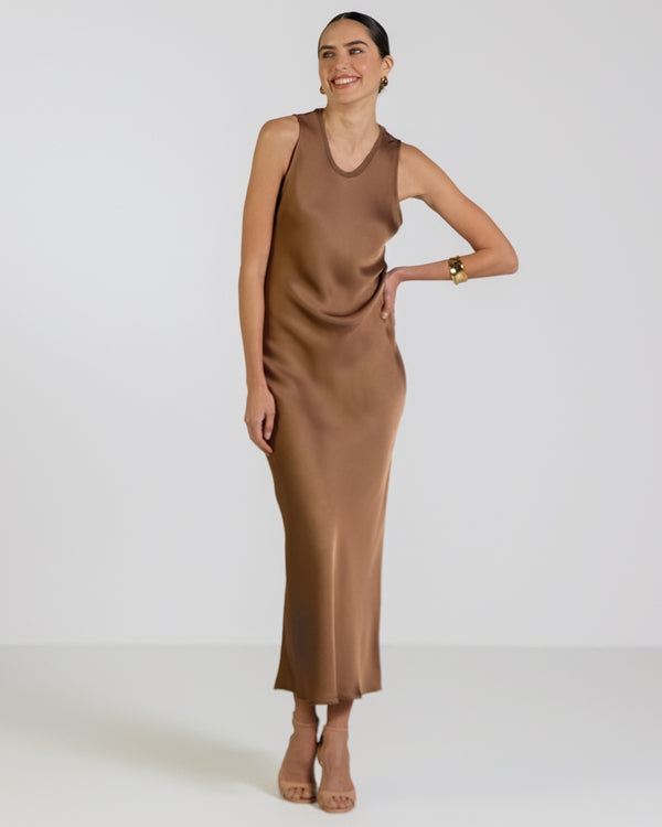 Sabrina Sleeveless Satin Dress | Maple