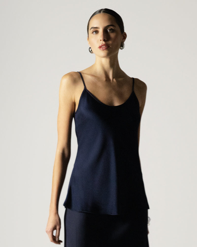 Cordelia Satin Vest | Navy