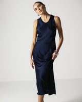 Sabrina Sleeveless Satin Dress | Navy