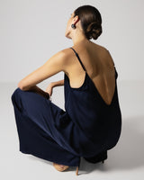 Audrey Satin Jumpsuit | Navy