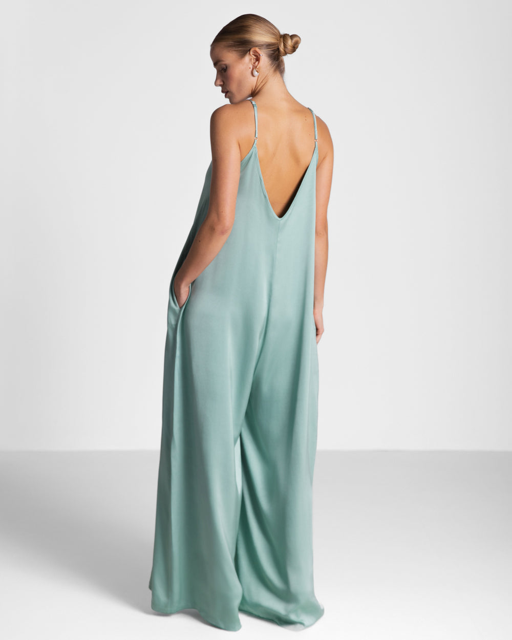 Audrey Satin Jumpsuit | Mint – JAKI